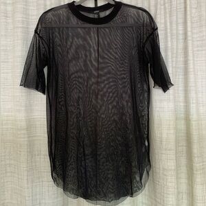 Forever 21 Small Oversized Black Mesh Tee